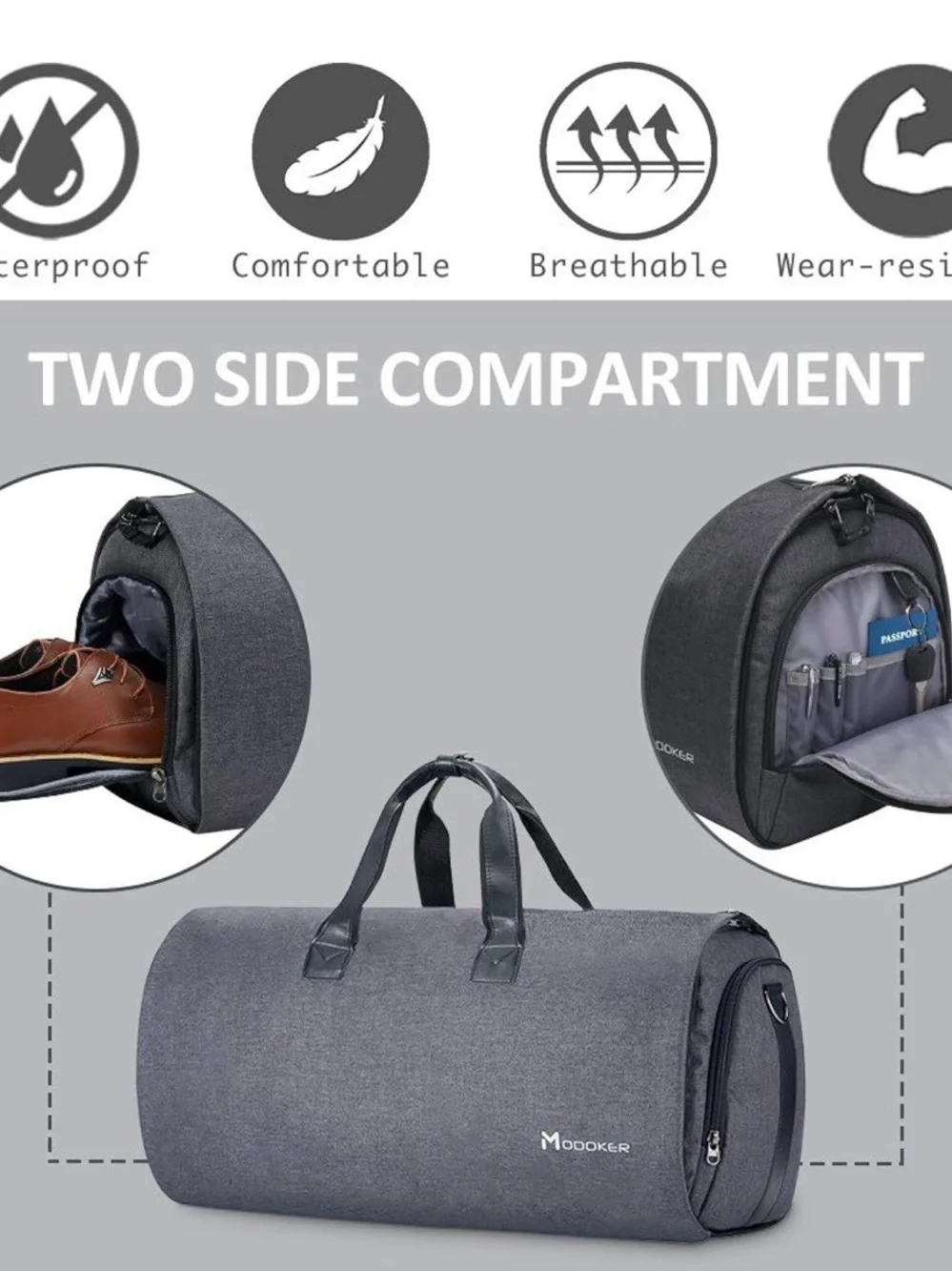 Gray 45L Men’s Duffel Garment Bag
